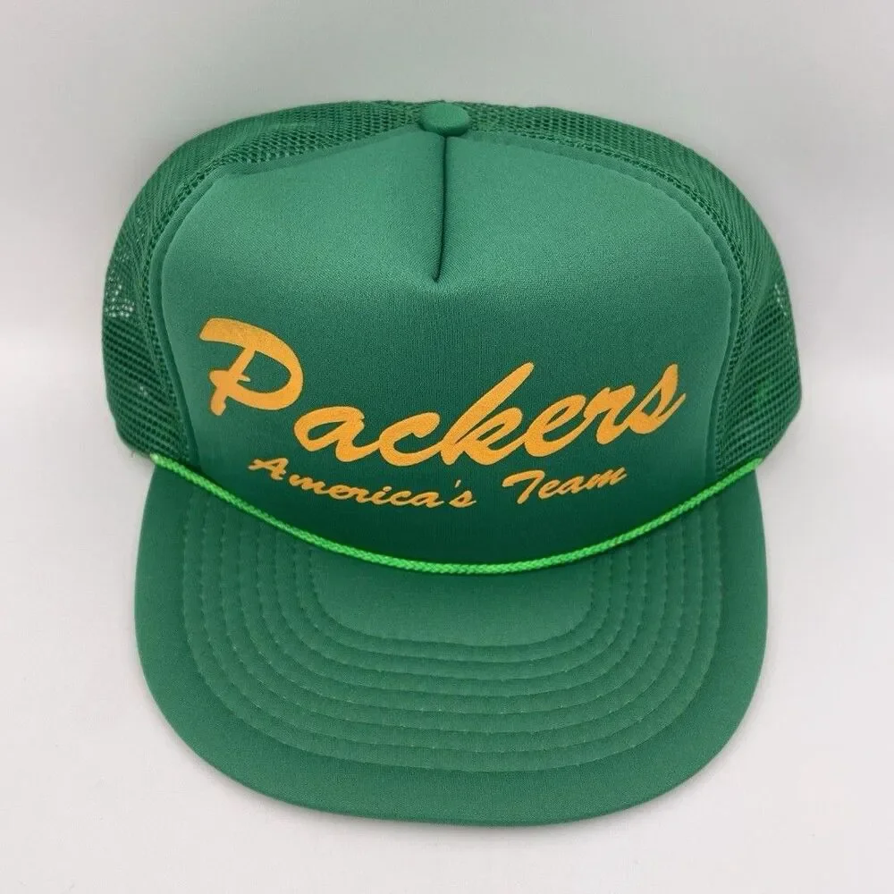 Vintage Green Bay Packers America’s Team Snapback Trucker Rope Hat NEW OLD STOCK